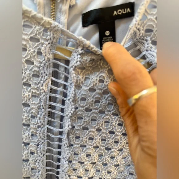 Aqua Blue Lace Dress with Crochet Detailing - Picture 8 of 14